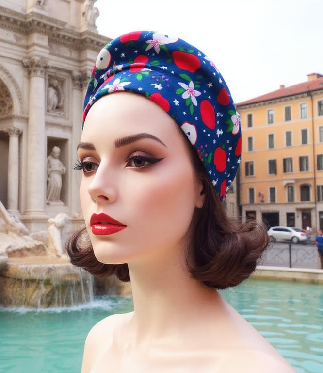 1950s Retro Rockabilly Headscarf  Bandana Handmade Apples Print