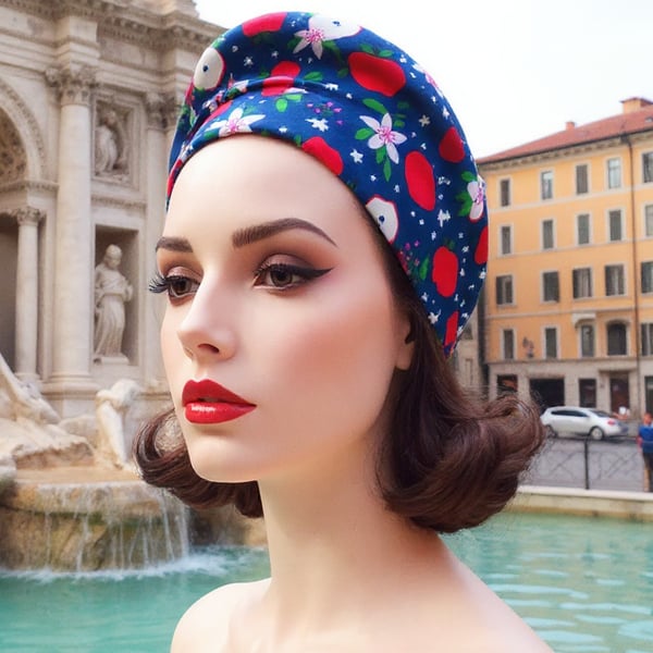1950s Retro Rockabilly Headscarf  Bandana Handmade Apples Print