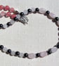 SALE Rose Quartz & Black Hematite Gemstone Statement Beaded Gothic Necklace - Image 4