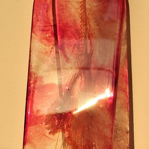 Handmade red epoxy resin bookmark