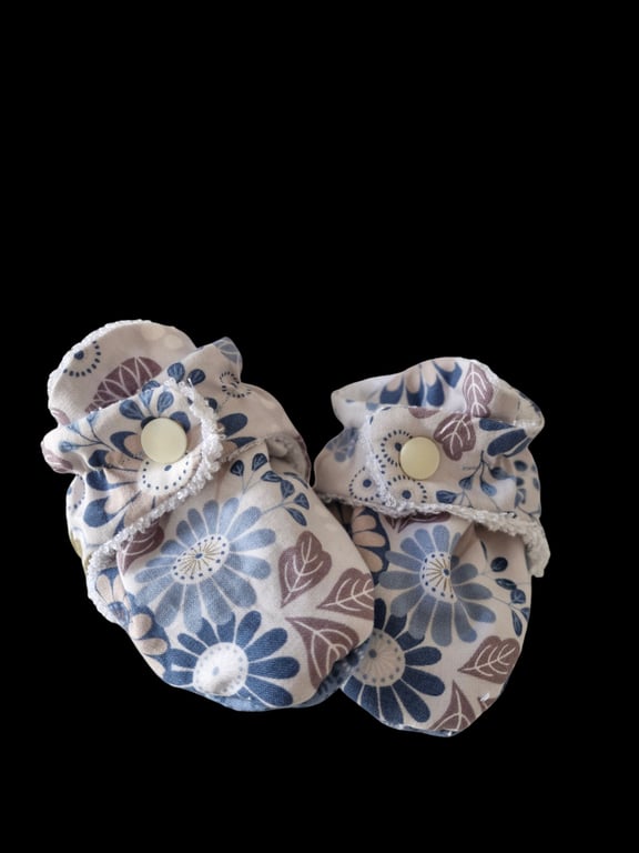 Unique handmade booties, for babies 3-6 months, cotton & terry towelling 