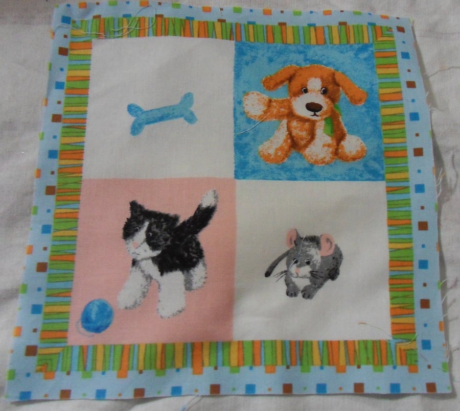 100% cotton fabric.  Dog.  Sold separately, postage .62p for many (10)