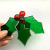 Stained Glass Holly and Berry Suncatcher - To Order - Handmade Decoration 