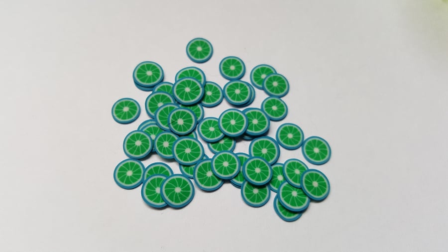 50 x Polymer Clay Cabochons - 6mm - Fruit - Lime 