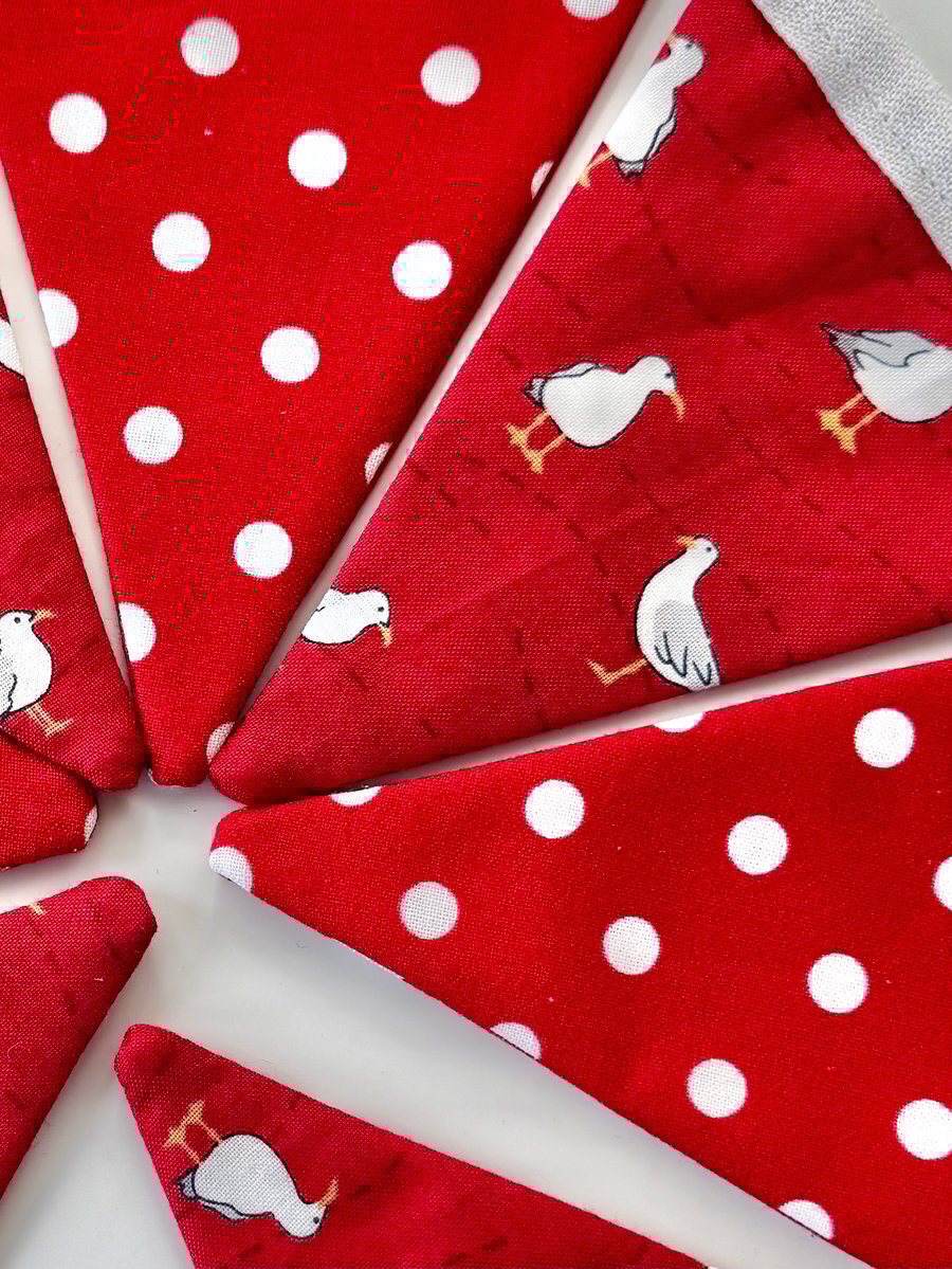 SALE - SEAGULL BUNTING - red and white, polka dots and stars