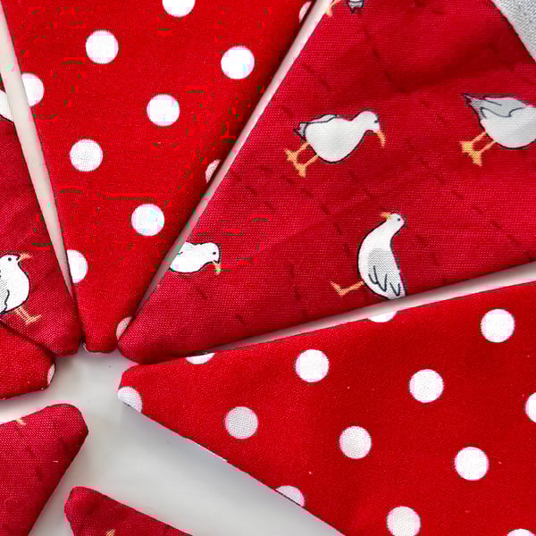 SEAGULL BUNTING - red and white, polka dots and stars