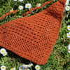 Orange bandana, crochet bandana, copper accessory, orange hair accessory