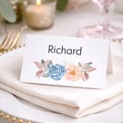 Blush & Blue Bloom Wedding Place Cards, Floral Name Cards, Table Setting