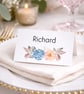 Blush & Blue Bloom Wedding Place Cards, Floral Name Cards, Table Setting
