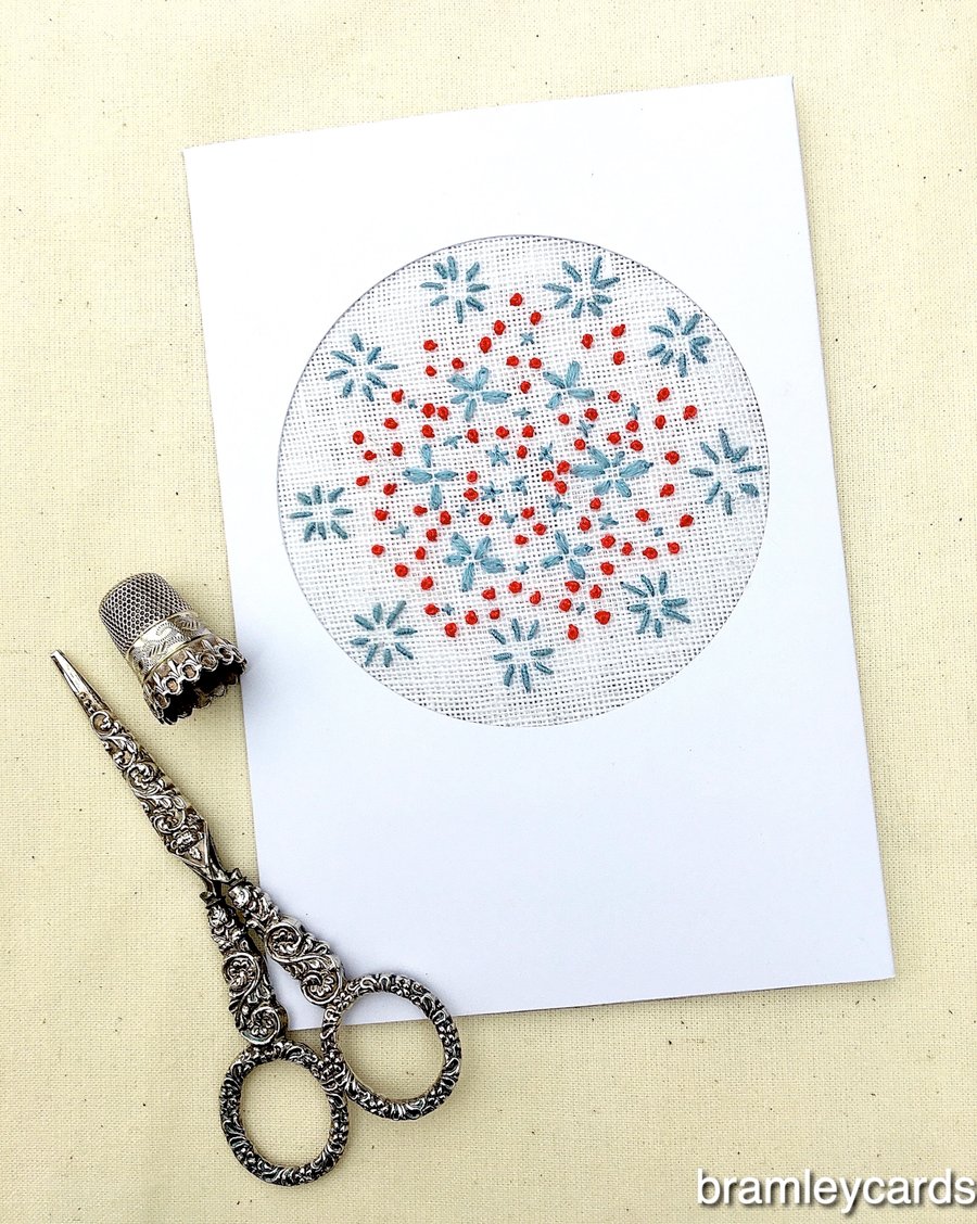 April Birthday Embroidered Daisy Chain Card 