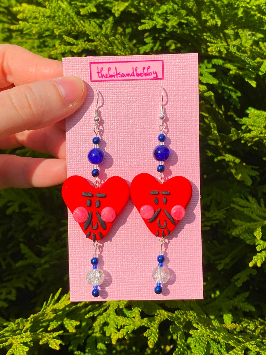Clay Earrings - Lord Heart - Dark Blue