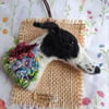 Needle Felted Greyhound Brooch