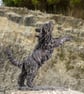 Leaping Bearded Collie Dog Statue Large Bronze Resin Garden Sculpture - Image 2