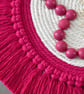 "Ntombi 3" Pink & Off White Macrame Wall Hanging Fibre Mandala Art - Image 3