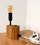 Slim Oak Bedside Lamp - Handmade Narrow Wooden Light UK