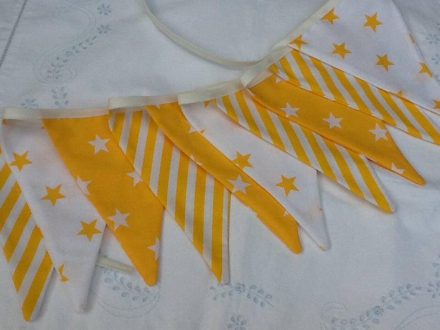 Bright yellow bunting - 10 flags, playroom, bedrooms or photo prop