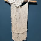 White Macrame Wall Hanging Driftwood - Boho Decor - Handmade UK
