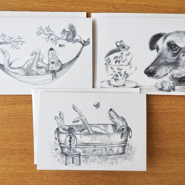 Pack of 3 Whippet Cards
