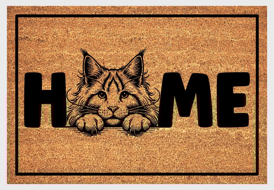 Maine Coon Cat Home Door Mat No.3 - Maine Coon Cat Welcome Mat - 3 Sizes