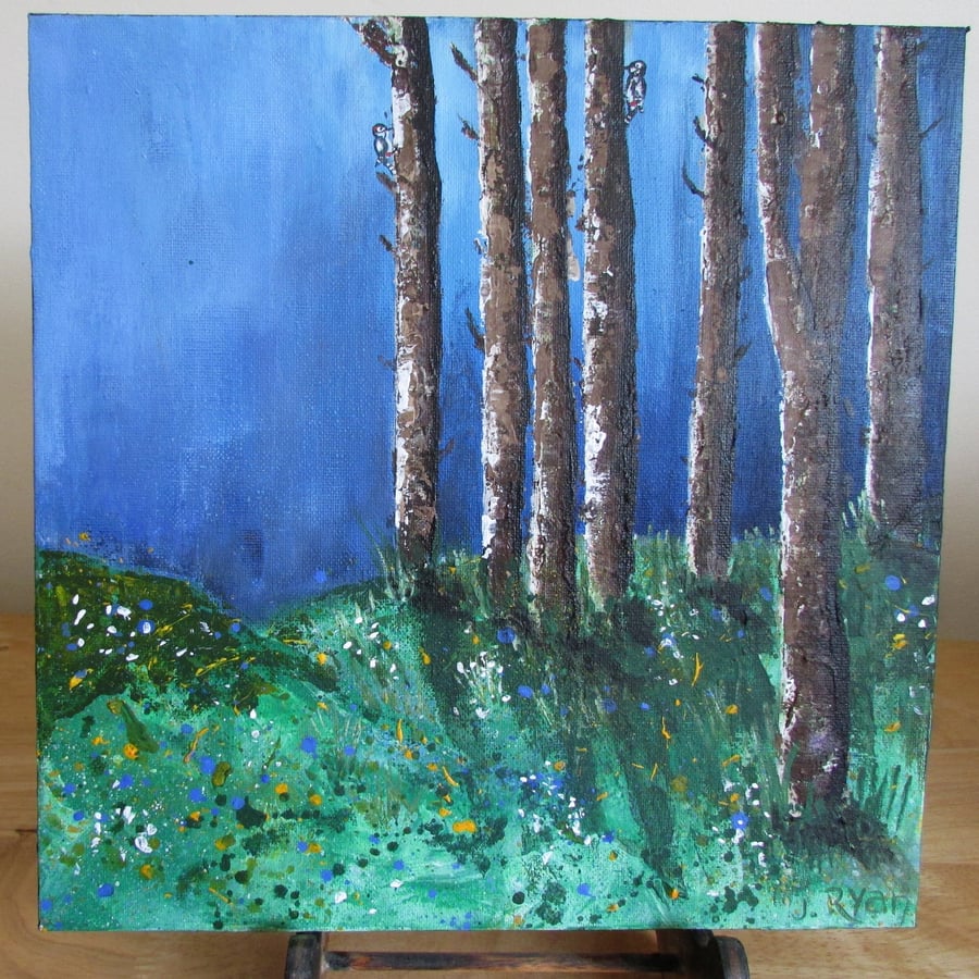 Trees, Acrylic Painting 12x12inch canvas, Original Painting
