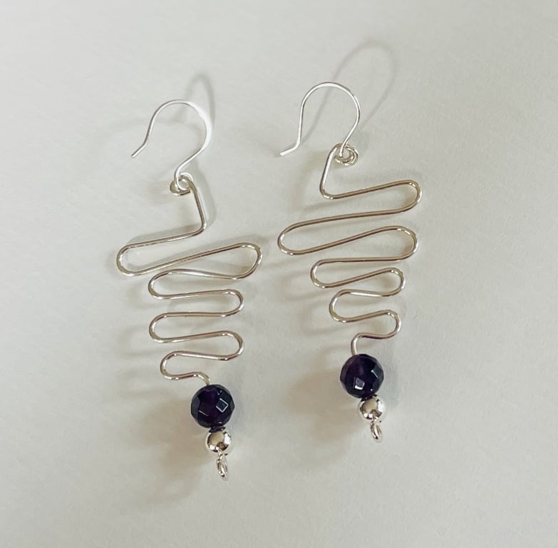 Amethyst squiggle earrings 