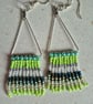 Green ombre effect fringed earrings