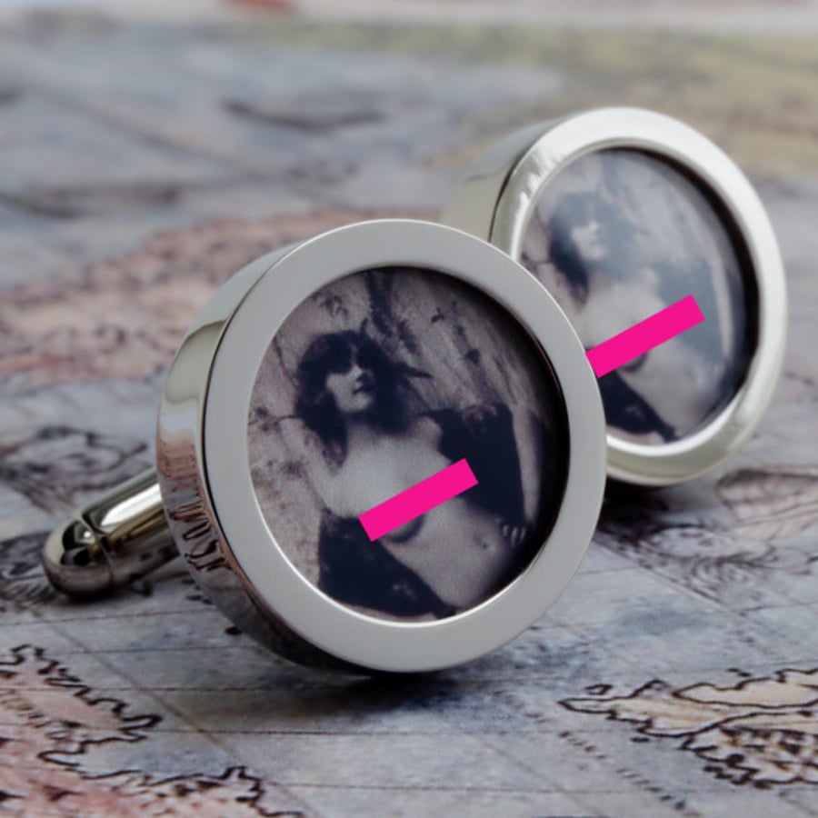 Erotic Cufflinks, 1920s Vintage Nude 