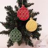 Christmas Baubles set of three pottery Bauble decorations Xmas decorations