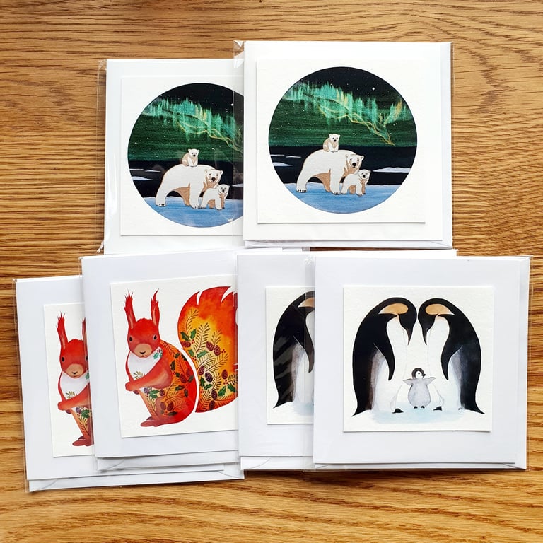 6 Christmas Cards (2 each of 3 designs)