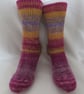 Hand-cranked Knitted Ribbed Wool Socks Size 4 to 5 - Image 1