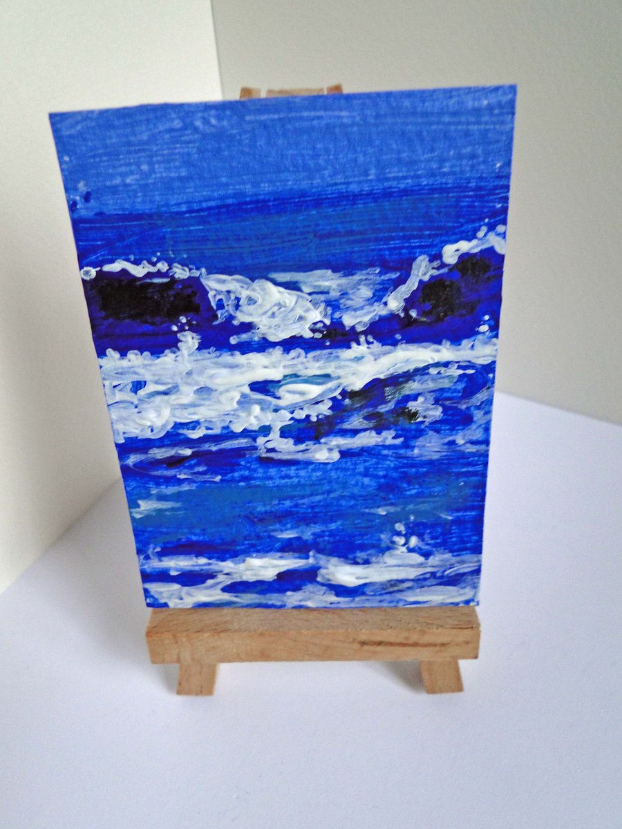 ACEO Art Card Wave 4 Original Acrylic Painting 