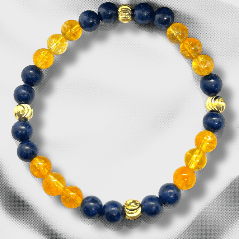 Citrine and Lapis Lazulii Stretch Gemstone Bracelet
