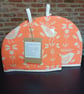 Tea Cosy in Burnt Orange coloured Narvik Birds Fabric - Image 4