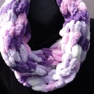 Hand-knitted infinity cosy chunky winter scarf in cream