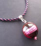 Handmade Necklace, Kumihimo Braid and Pink & Black Murano Glass Bead - Image 6
