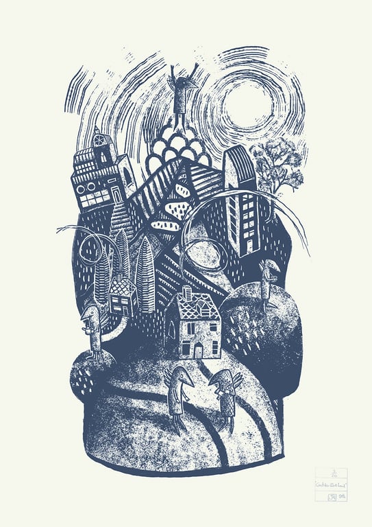 Caretaker Bird Land one-colour A2 screen-print (collab with Bev Seth)