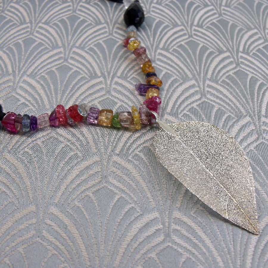 Leaf Necklace, Leaf Quartz Necklace, Leaf Pendant Necklace spsa30