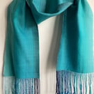  Turquoise Sea Cotton Herringbone Summer Scarf