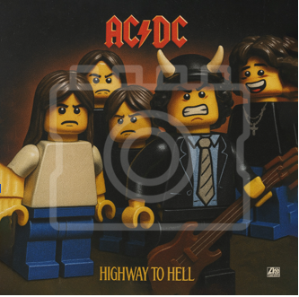 LEGO-Inspired AC DC "Highway to Hell" Album Cover – 5x5" Mounted Print