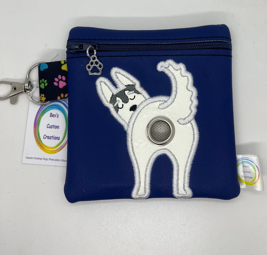 Husky Embroidered Poo bag dispenser 
