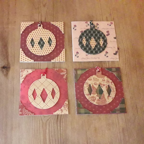 Pack of four mini Christmas Bauble Cards