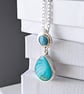 Turquoise and enamel in sterling silver - 18" chain