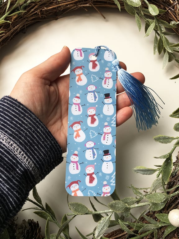 Christmas Bookmark Cute Snowmen with Tassel