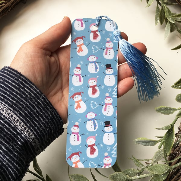 Christmas Bookmark Cute Snowmen with Tassel