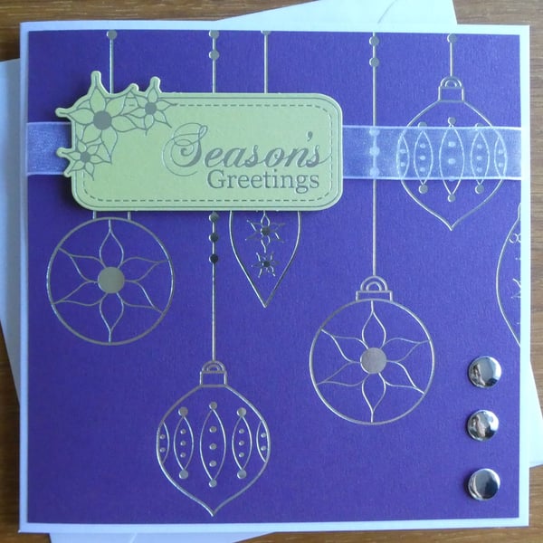 Christmas Card - Seasons Greetings - Purple
