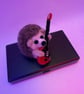 Handmade in Sheffield needle felted hedgehog. Brian May inspired (Queen Guitar)