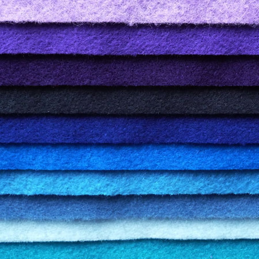 Felt - 'Blues & Purples' Recycled Felt Sheets