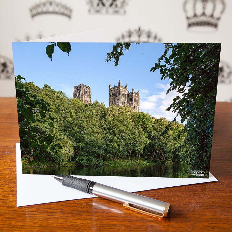 Durham Cathedral Riverside, Greetings Card - Blank Inside - Birthday Card - Moth