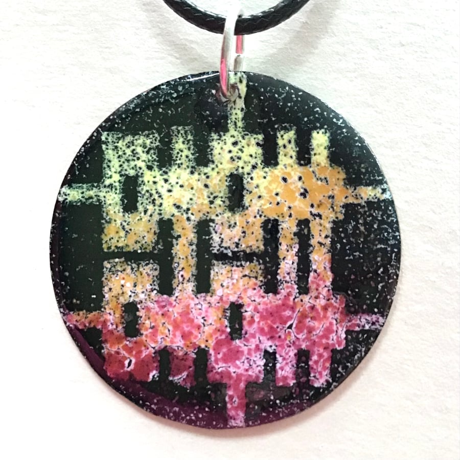 ‘Double Happiness’ Symbol Circular Enamelled Pendant - 'Perfectly Imperfect'