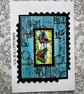 Handmade Vintage Postage Stamp & Butterfly Greeting Card - Blank Inside